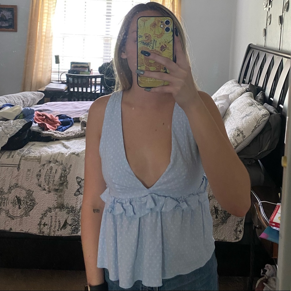 baby blue urban outfitters blouse